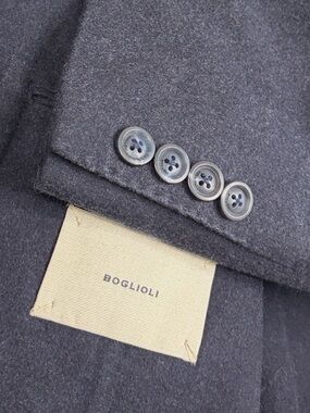 Boglioli K Jacket Mens US 44 Black Wool Flannel Blazer Modern Sport Coat Italy